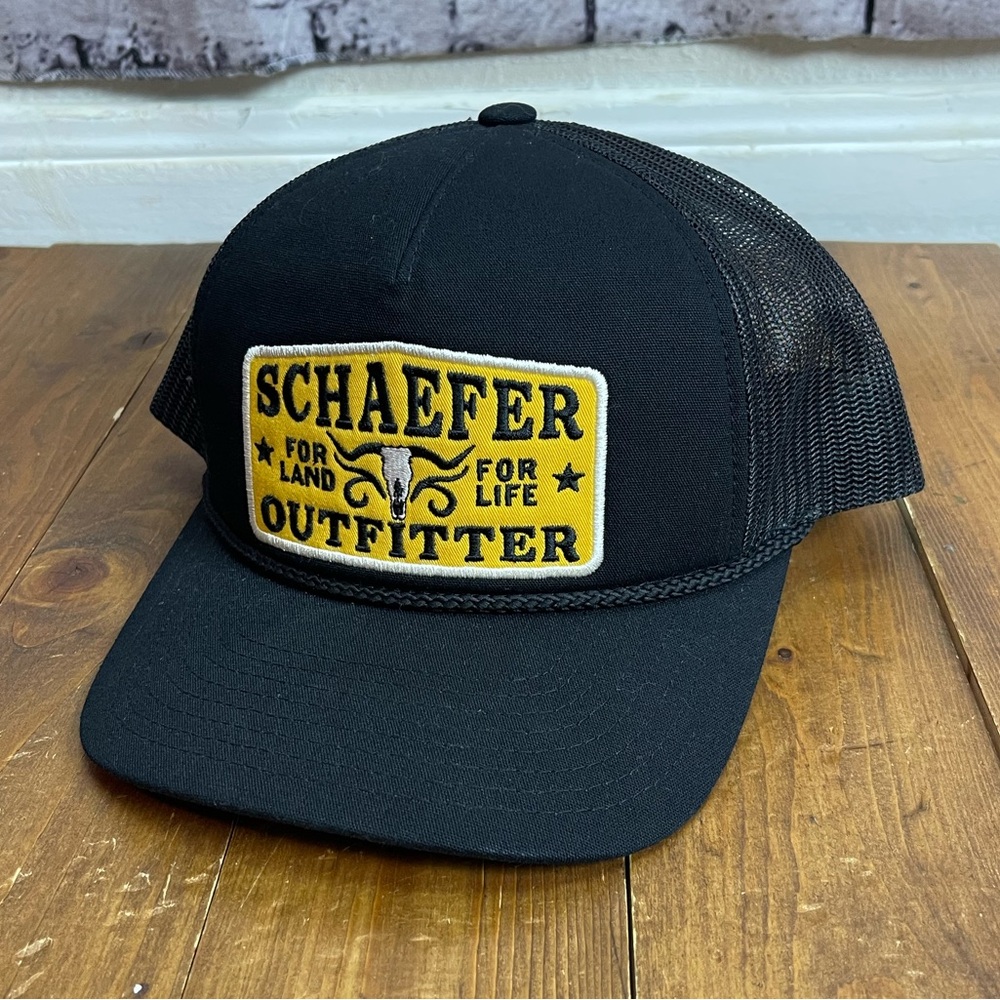Schaefer Outfitter one size adjustable hat black with yellow patch
